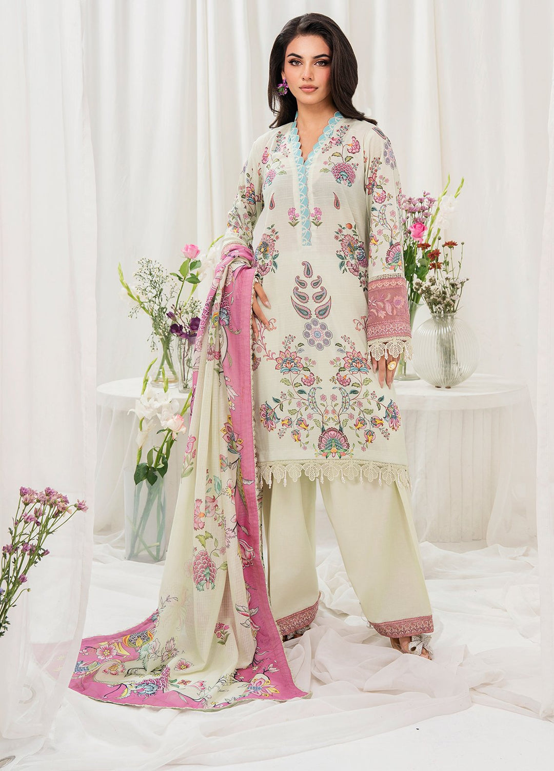 Meerak Pret Embroidered Lawn 3 Piece Suit Gardian