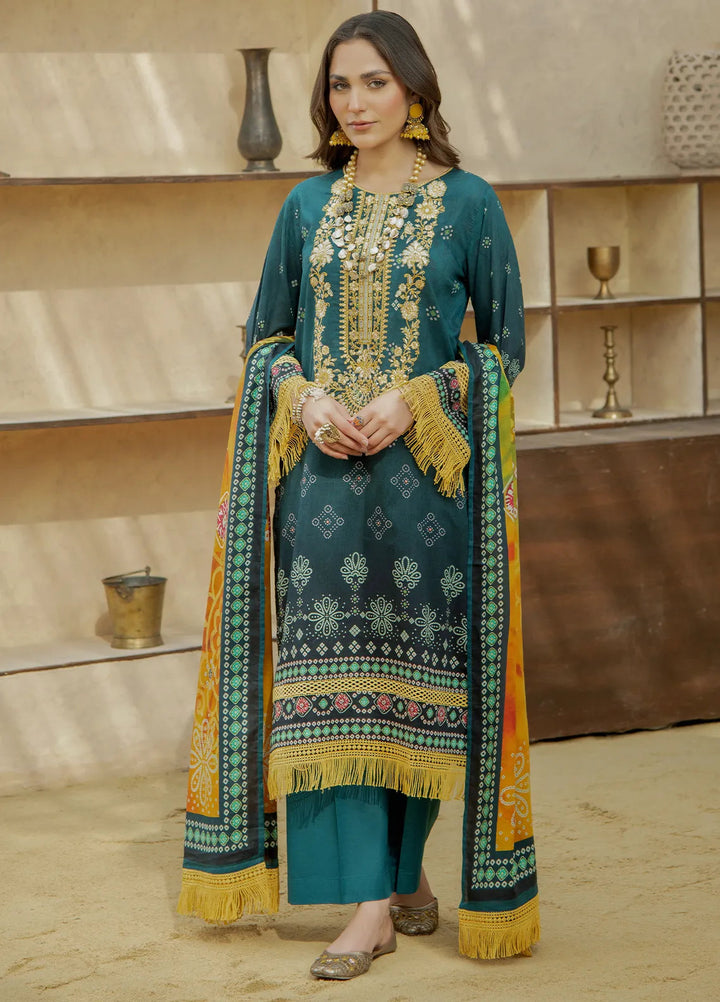 Meerak Pret Embroidered Lawn 3 Piece Suit Satrangi