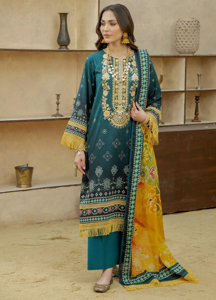 Meerak Pret Embroidered Lawn 3 Piece Suit Satrangi