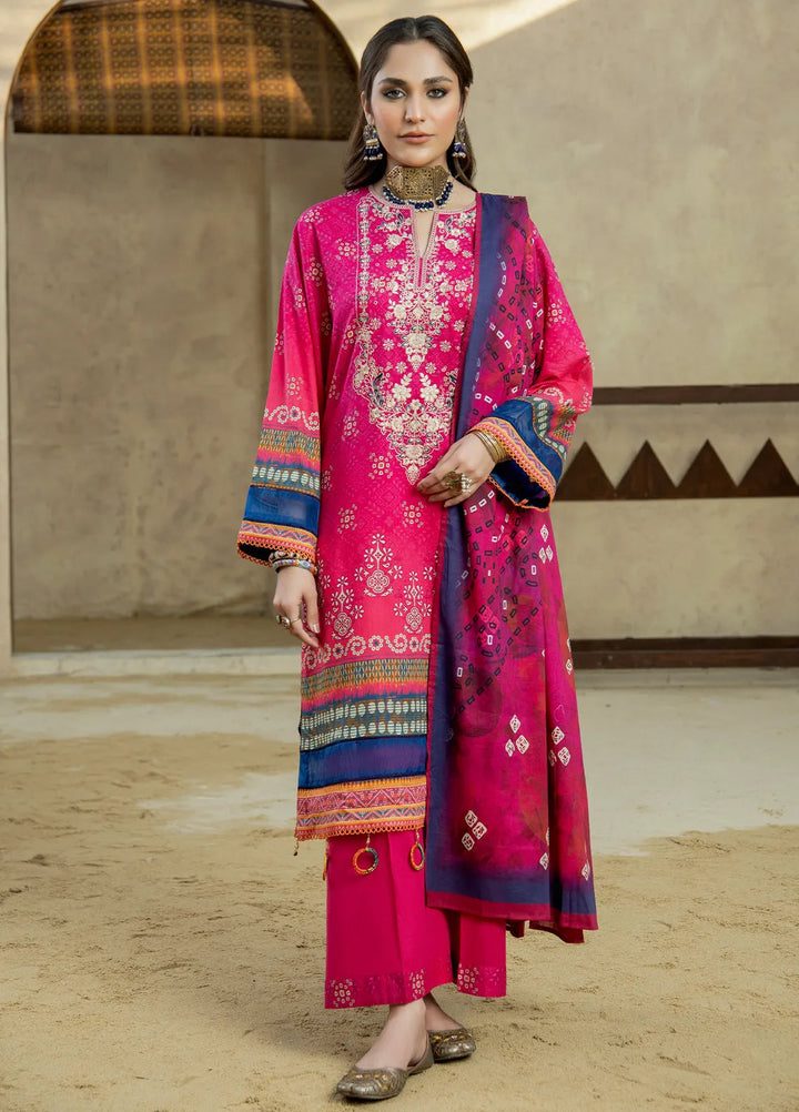 Meerak Pret Embroidered Lawn 3 Piece Suit Zaib