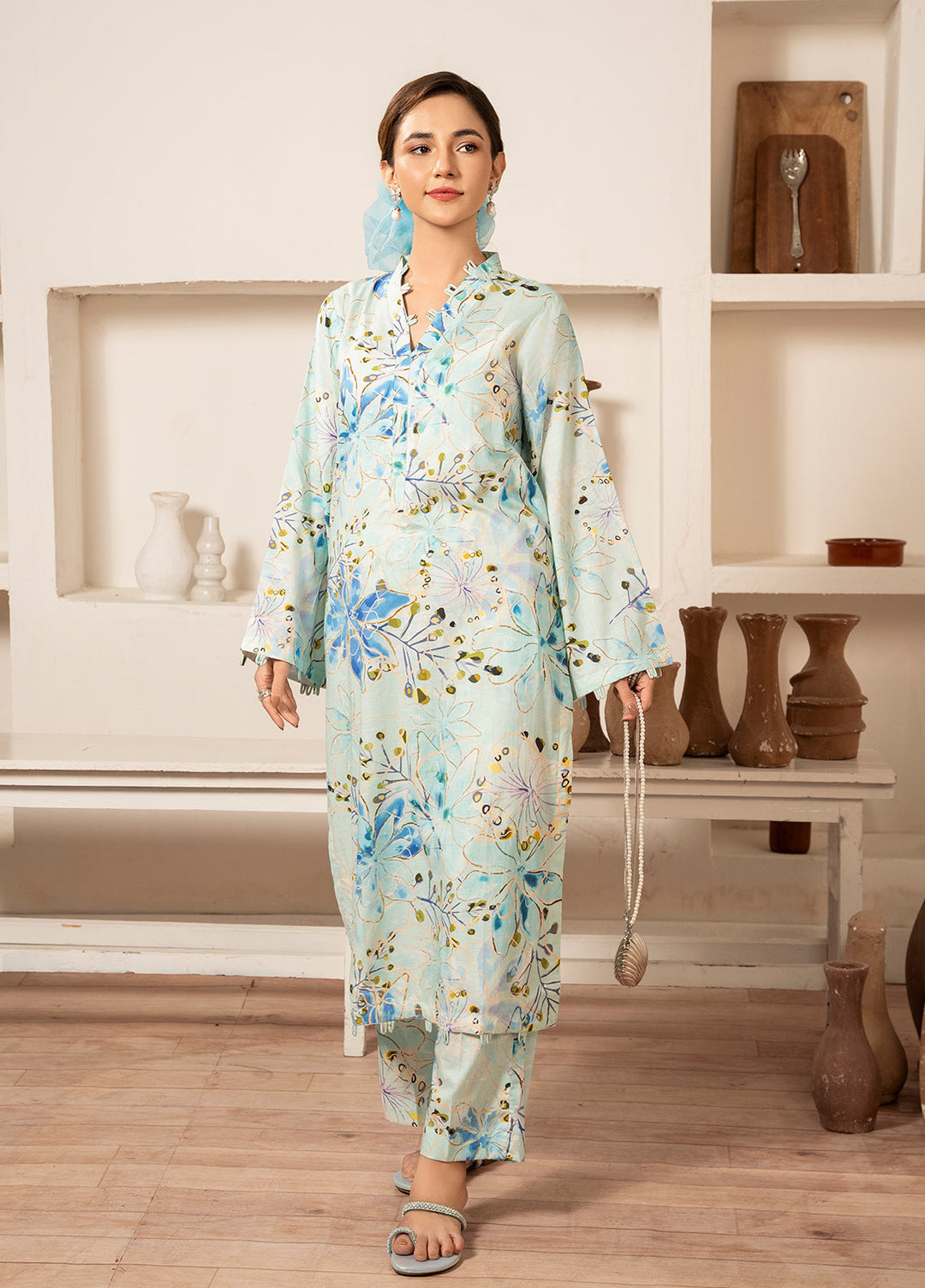 Meerak Pret Printed Cotton Lawn 2 Piece Suit D-04