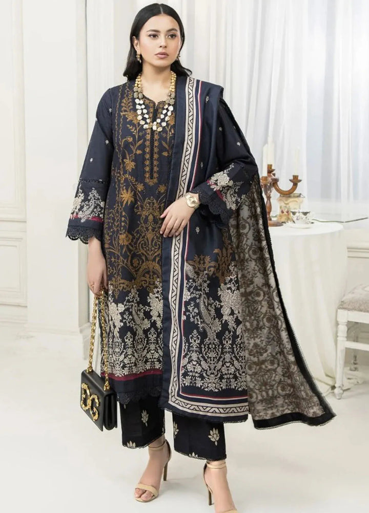 Meerak Pret Printed Khaddar 3 Piece Suit Grace