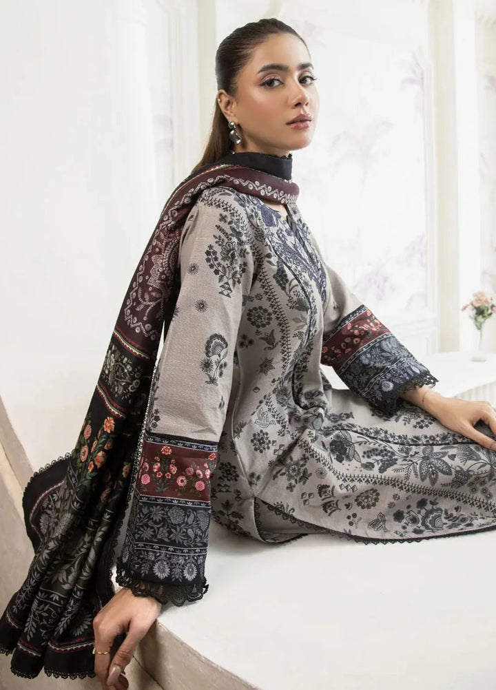 Meerak Pret Printed Khaddar 3 Piece Suit Mirage