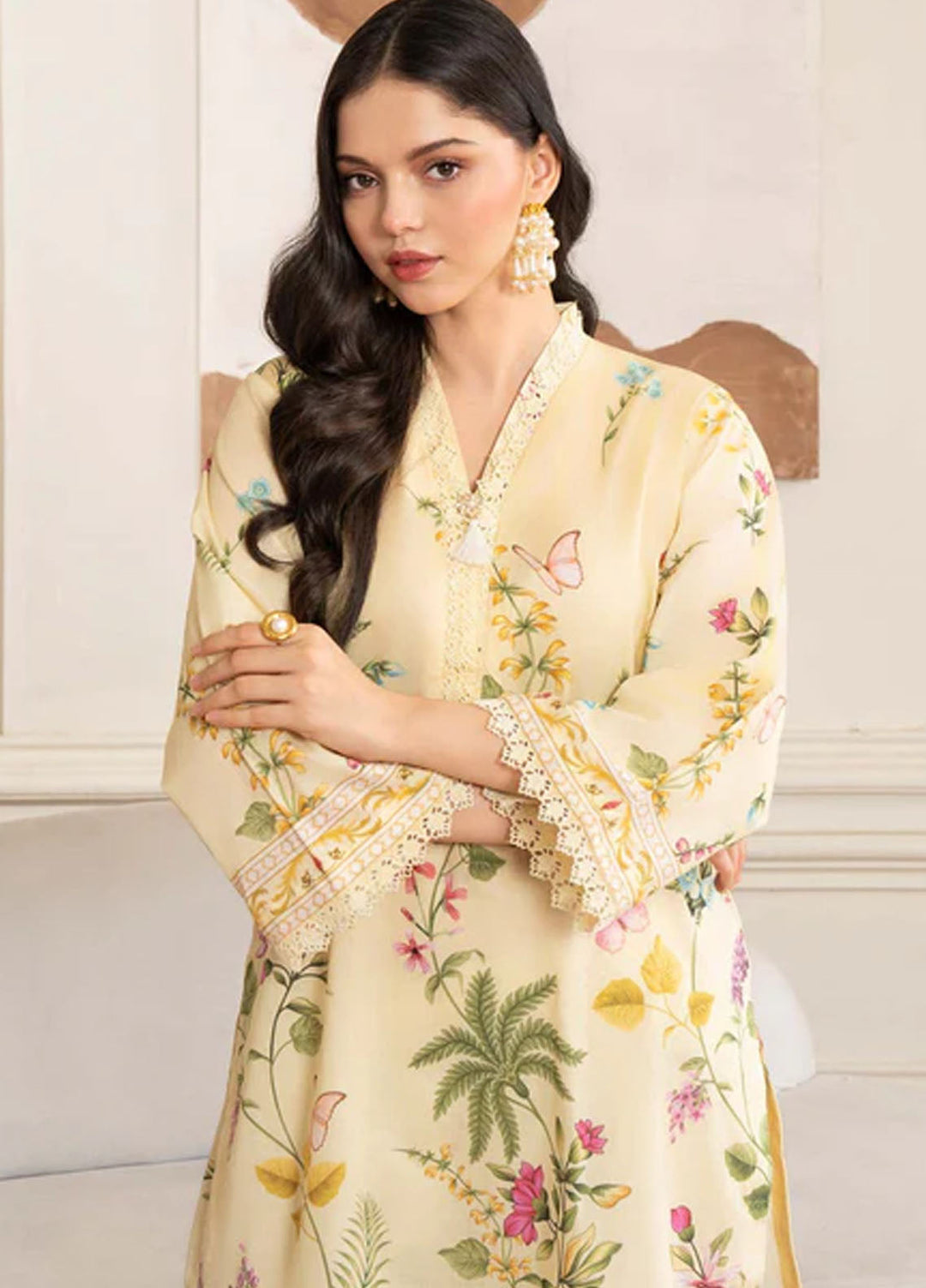 Meerak Pret Printed Lawn 2 Piece Suit Marigold