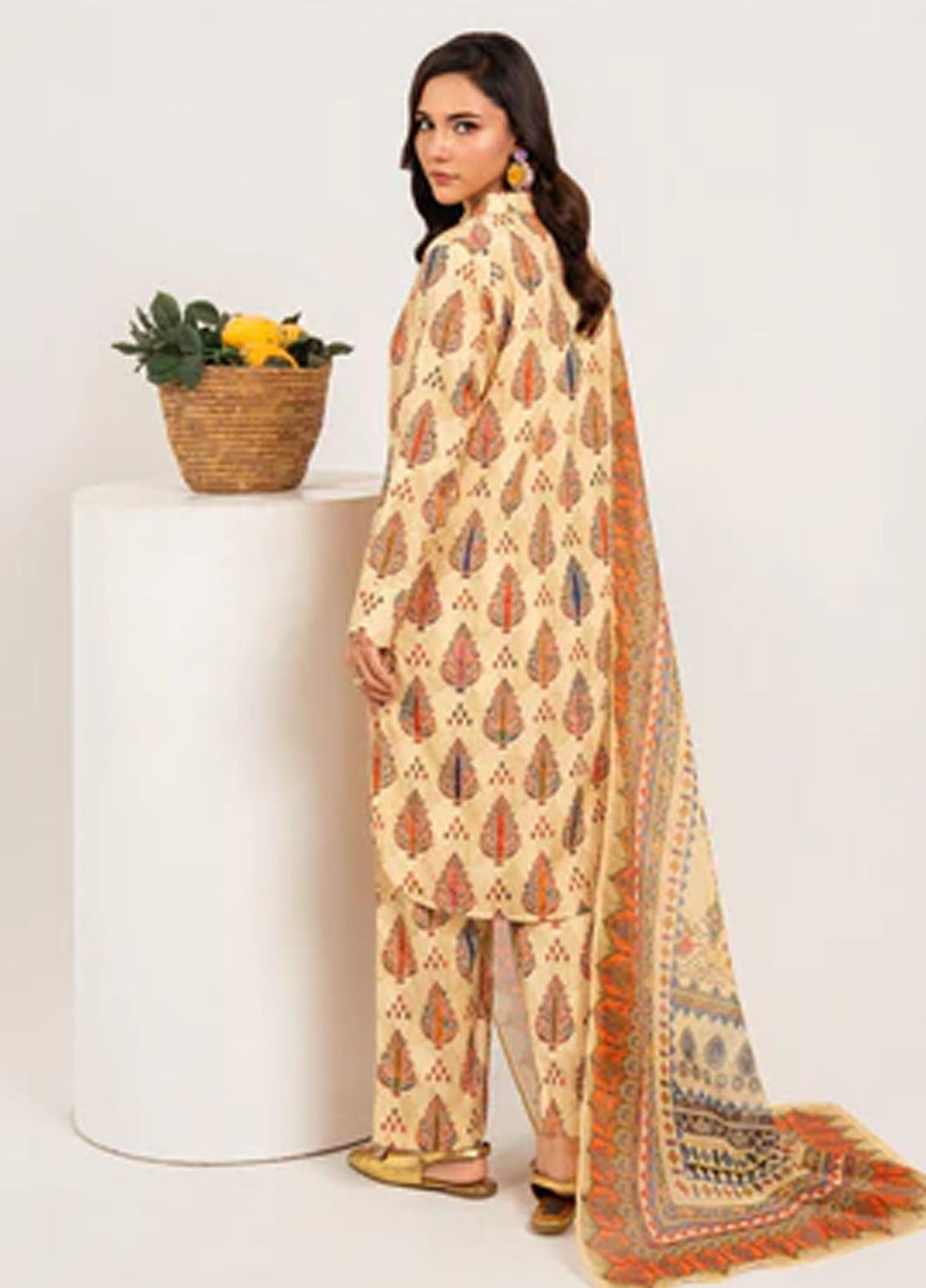 Meerak Pret Printed Silk 3 Piece Suit Brisora