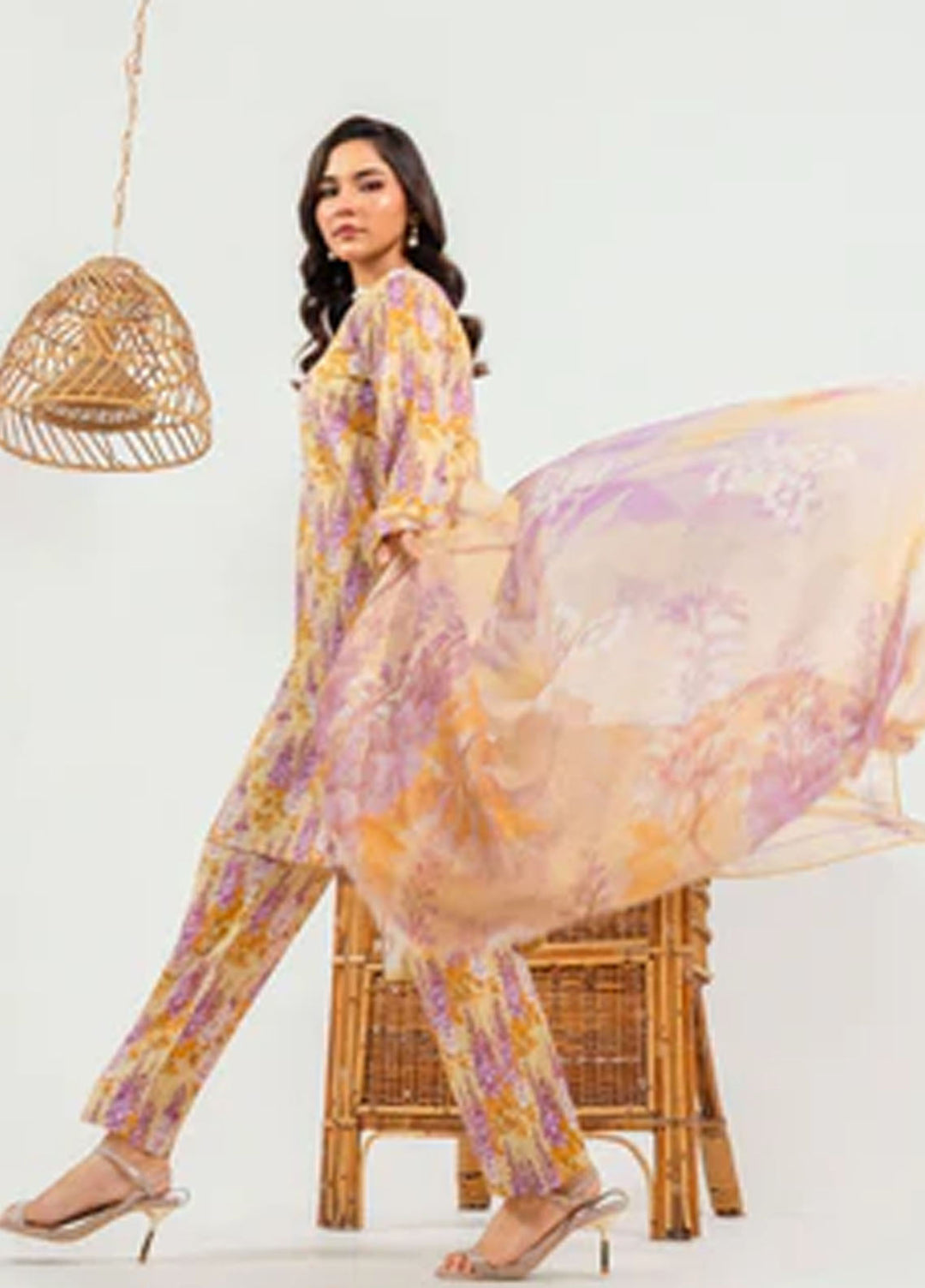 Meerak Pret Printed Silk 3 Piece Suit Celmira