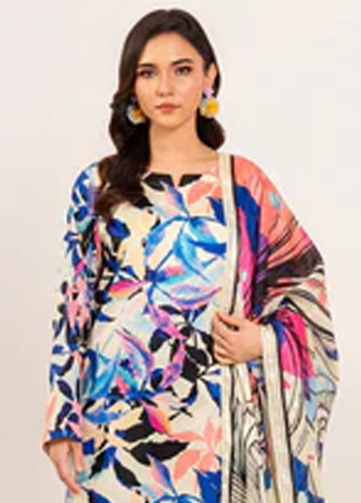 Meerak Pret Printed Silk 3 Piece Suit Dunaira