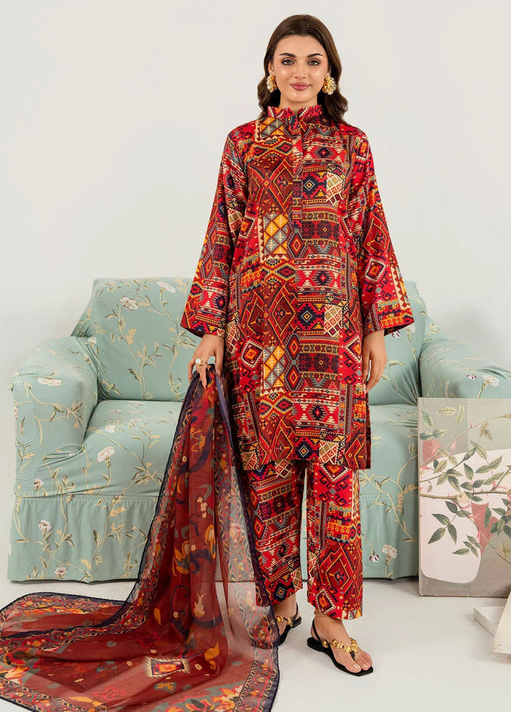 Meerak Pret Printed Silk 3 Piece Suit Garnisse