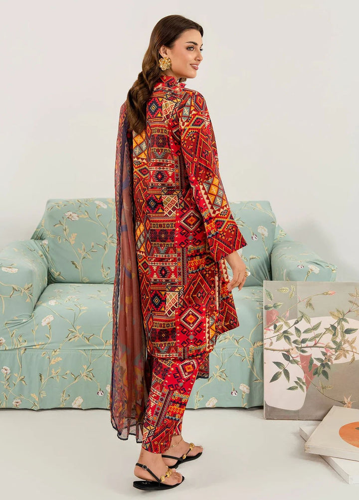 Meerak Pret Printed Silk 3 Piece Suit Garnisse