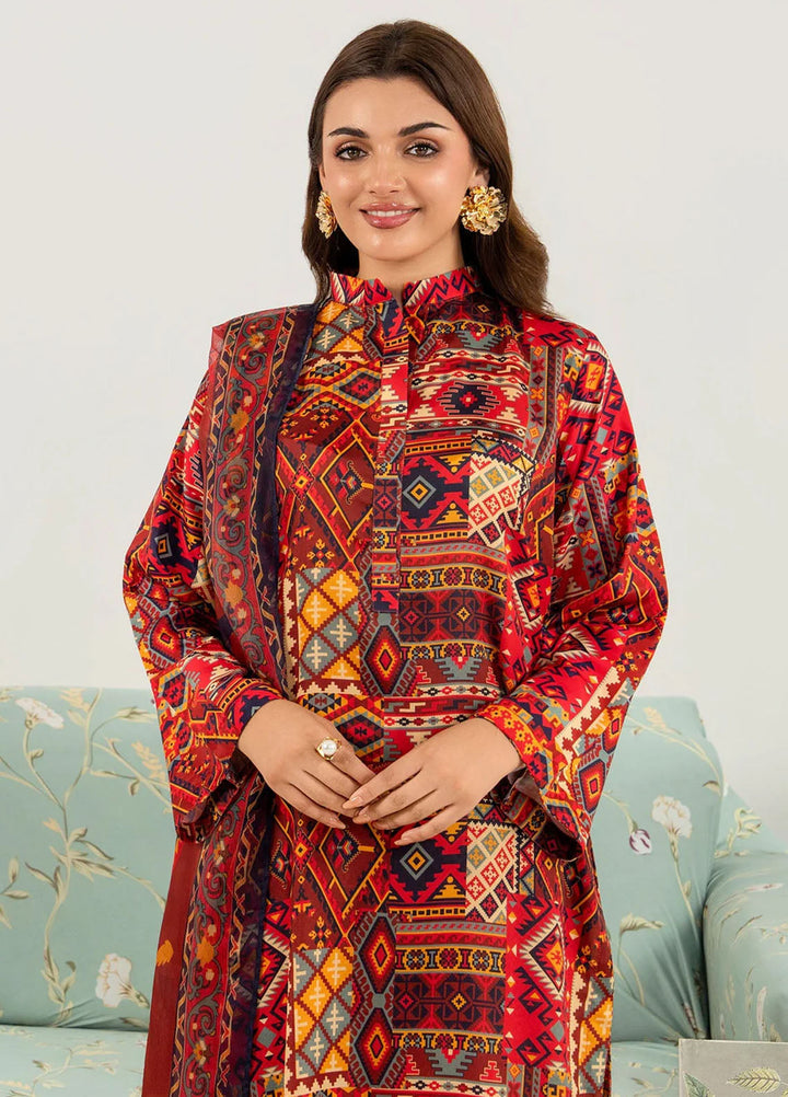 Meerak Pret Printed Silk 3 Piece Suit Garnisse