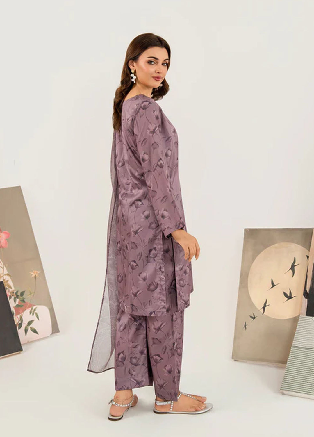 Meerak Pret Printed Silk 3 Piece Suit Mezaria