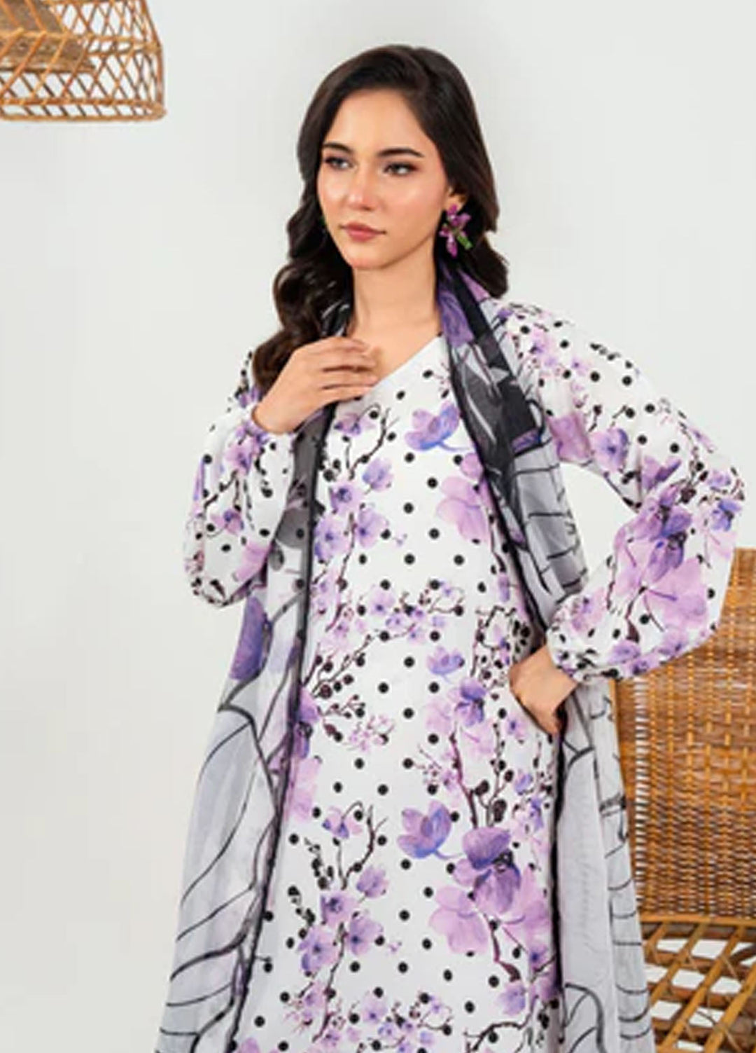 Meerak Pret Printed Silk 3 Piece Suit Purvessa