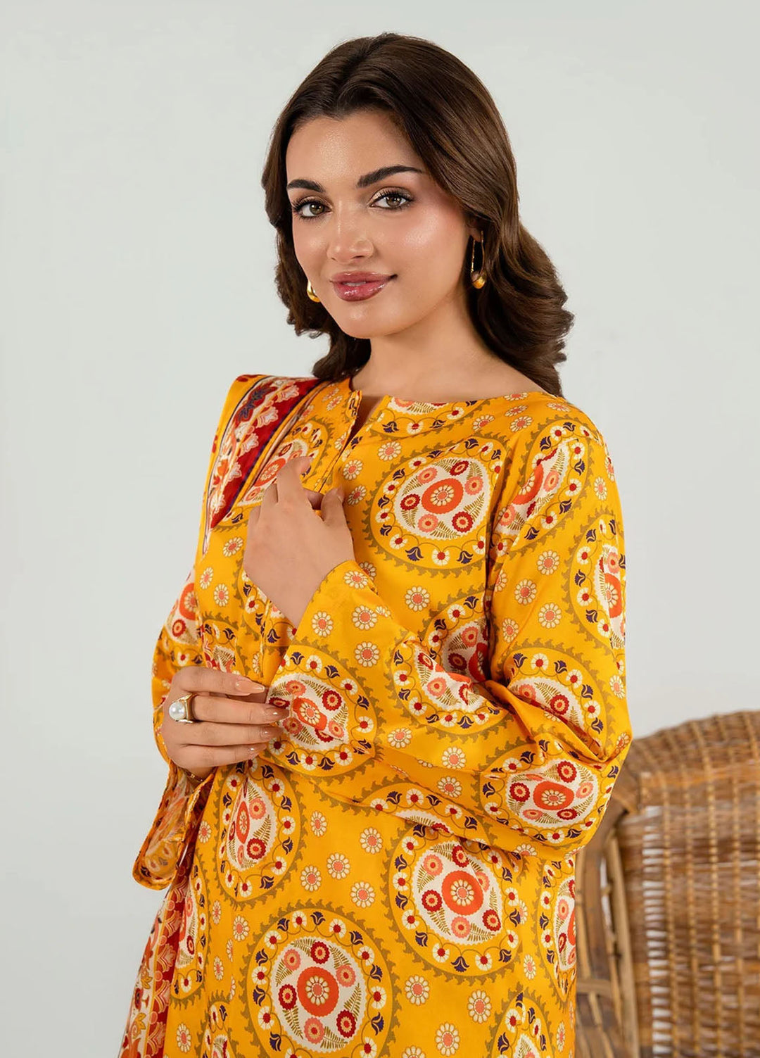 Meerak Pret Printed Silk 3 Piece Suit Solmira