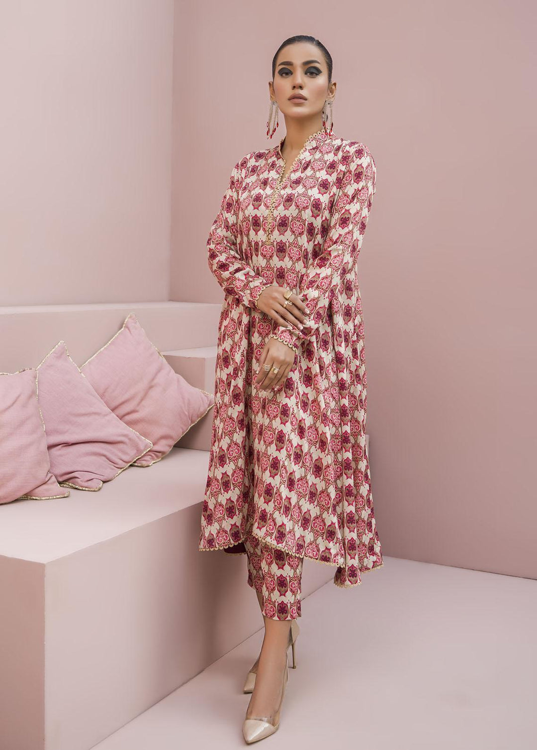 Meerak Pret Printed Raw Silk 2 Piece Suit Blossom