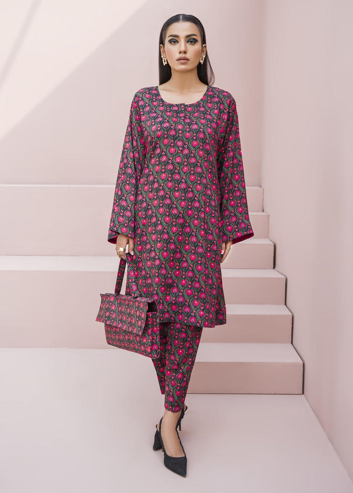 Meerak Pret Printed Raw Silk 2 Piece Suit Fuchsia