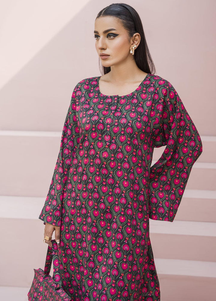 Meerak Pret Printed Raw Silk 2 Piece Suit Fuchsia