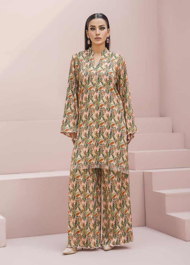 Meerak Pret Printed Raw Silk 2 Piece Suit Nectar