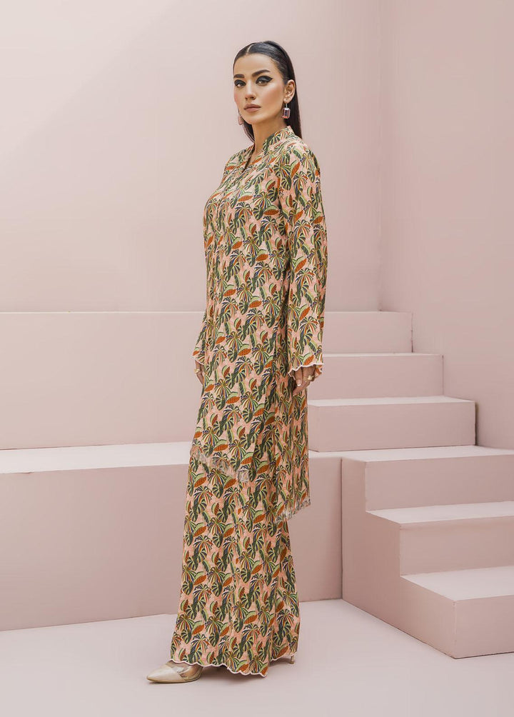 Meerak Pret Printed Raw Silk 2 Piece Suit Nectar