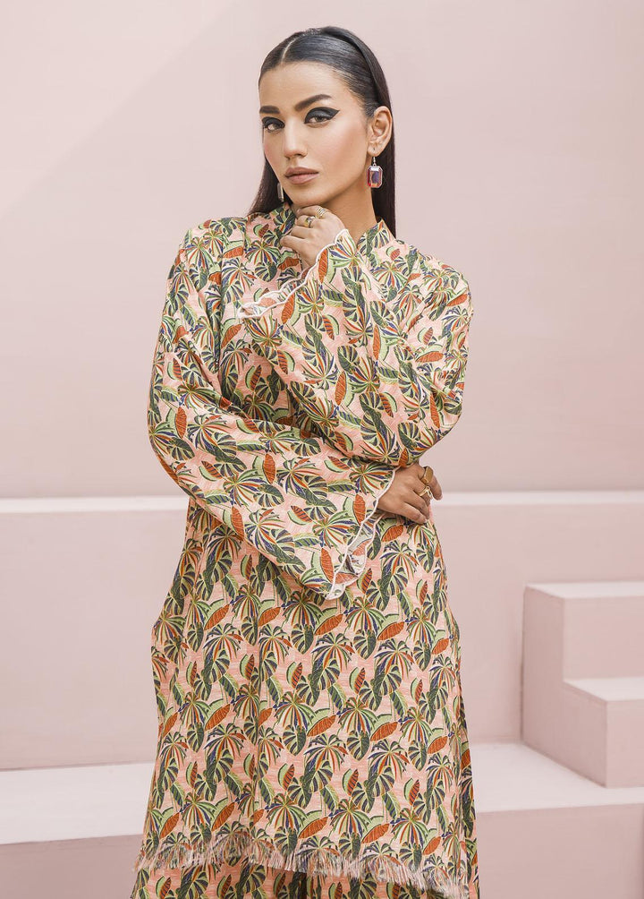 Meerak Pret Printed Raw Silk 2 Piece Suit Nectar