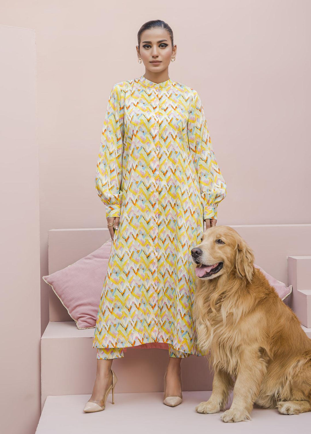 Meerak Pret Printed Raw Silk 2 Piece Suit Sublime
