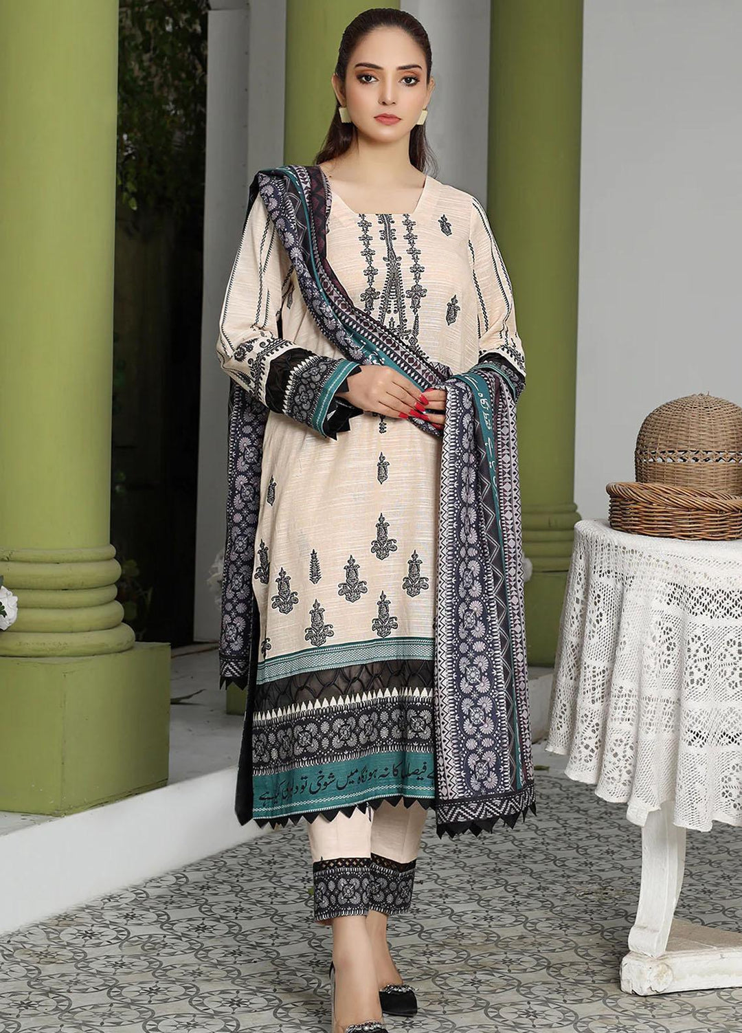 Meerak Printed Linen Suits Unstitched 3 Piece MRK24RZ Dilaab - Formal Collection