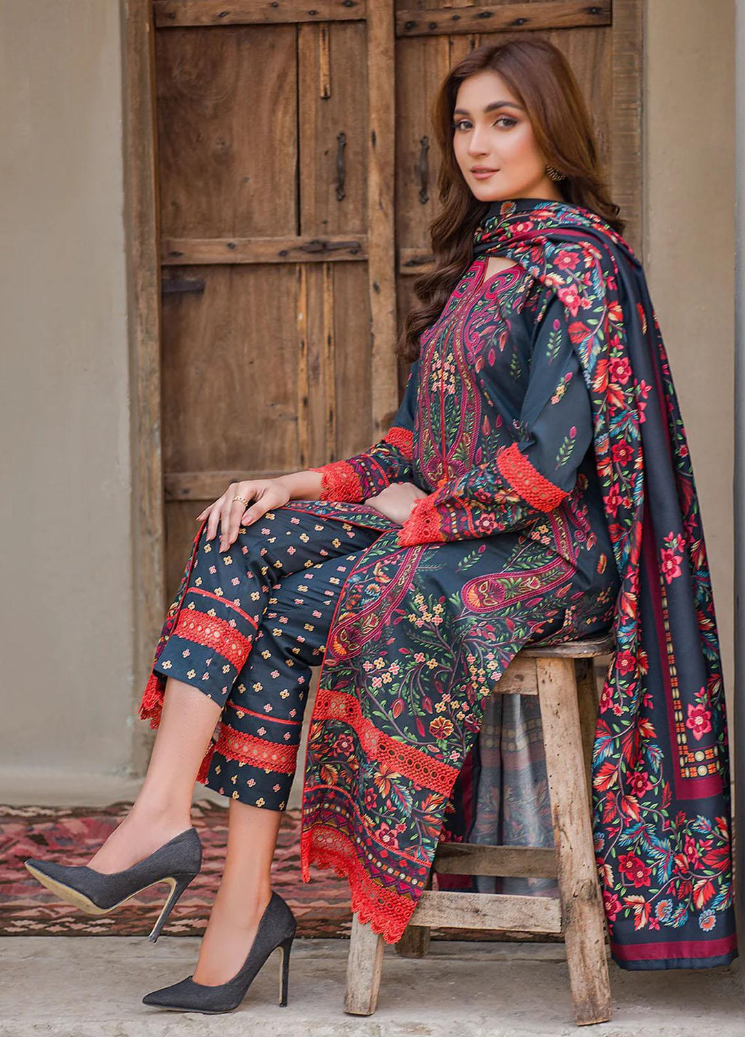 Meerak Printed Khaddar Suits Unstitched 3 Piece MRK24RZ Roha - Formal Collection