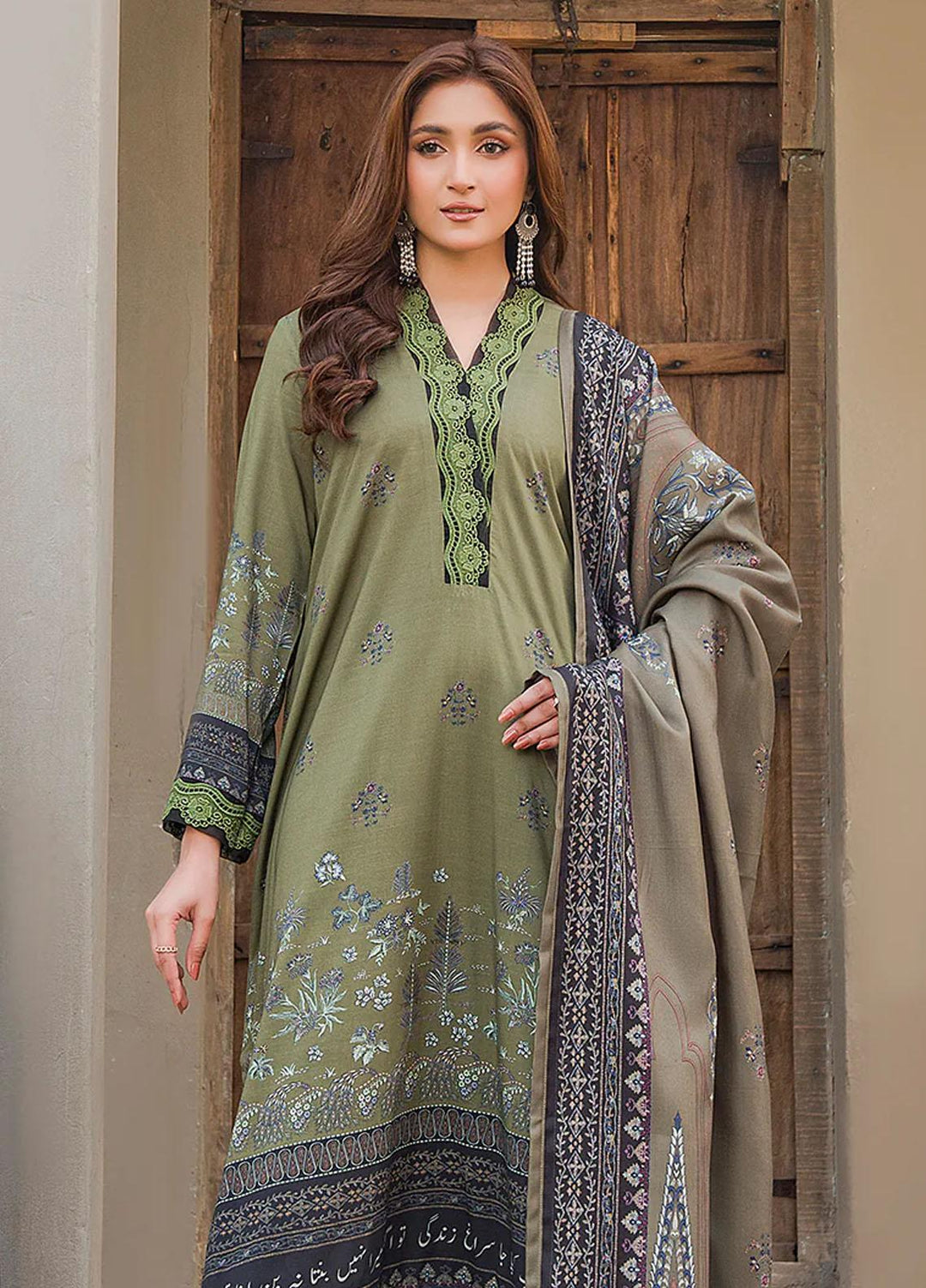 Meerak Printed Linen Suits Unstitched 3 Piece MRK24RZ Zaitoon - Formal Collection