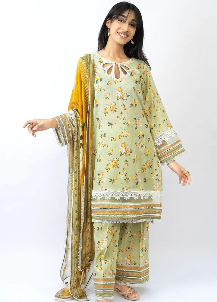 Meerak Embroidered Lawn Suits Unstitched 3 Piece MK23EL D-01 Citrus - Summer Collection
