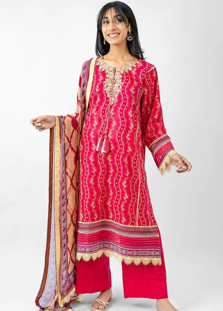 Meerak Embroidered Lawn Suits Unstitched 3 Piece MK23EL D-02 Blossom - Summer Collection