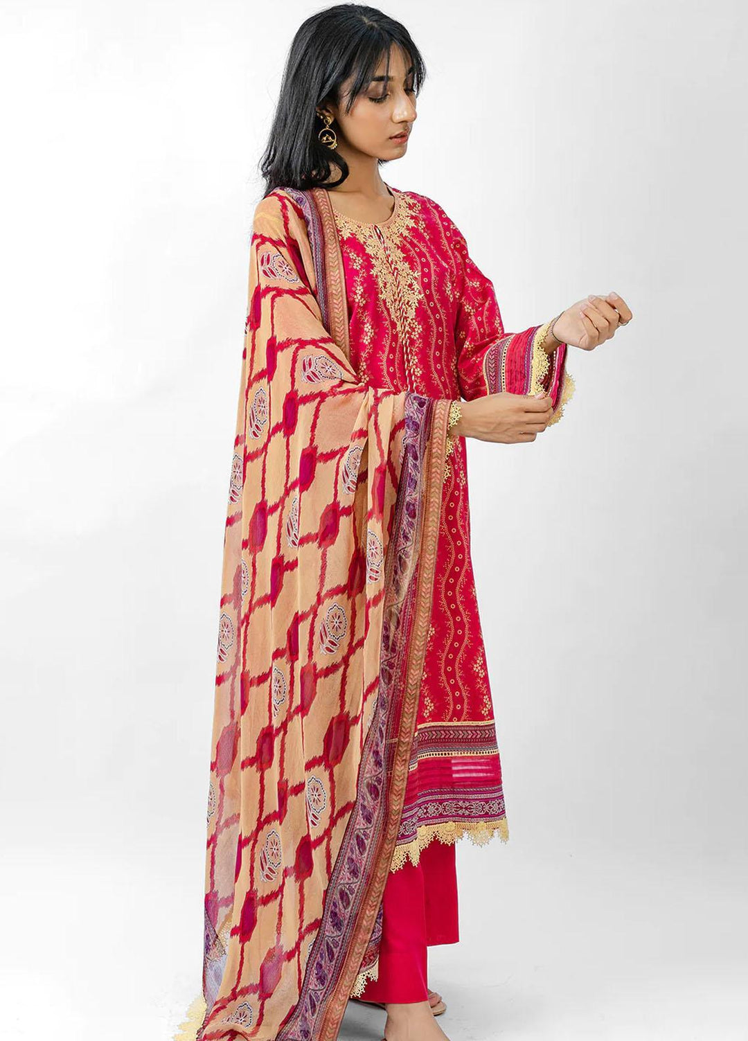 Meerak Embroidered Lawn Suits Unstitched 3 Piece MK23EL D-02 Blossom - Summer Collection