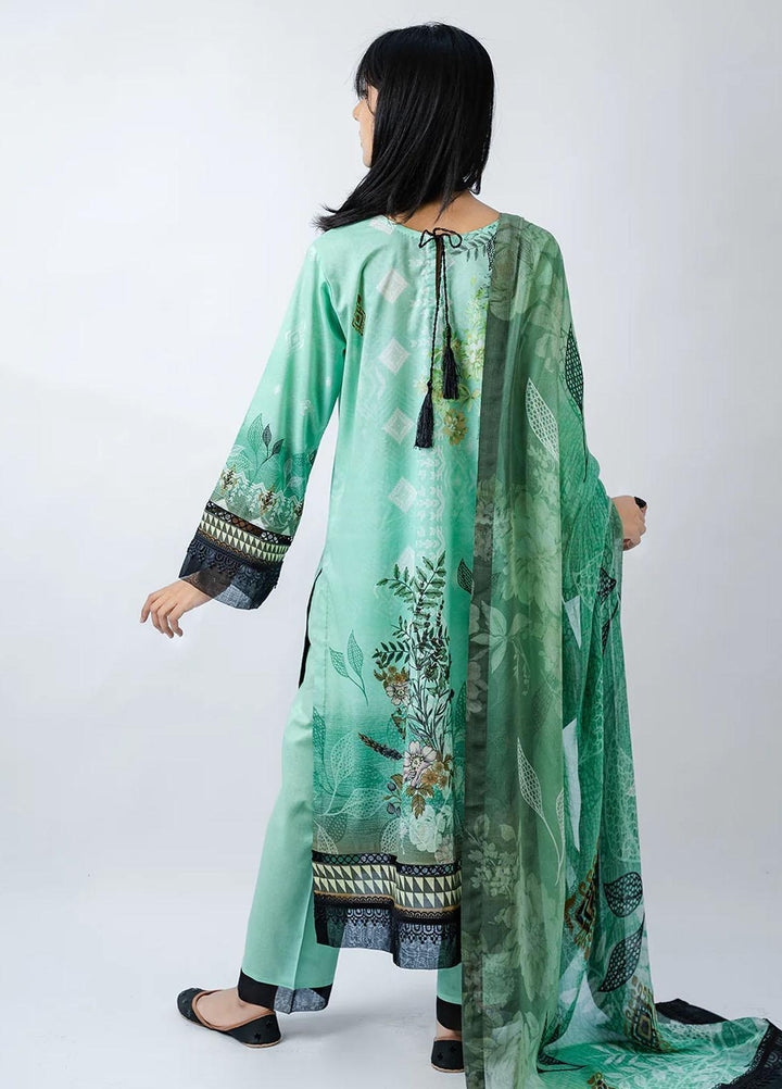 Meerak Embroidered Lawn Suits Unstitched 3 Piece MK23EL D-04 Aquamarine - Summer Collection