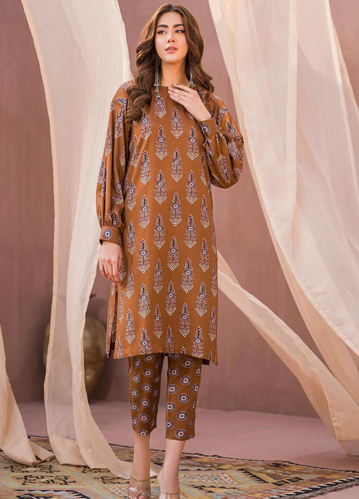 Meerak Printed Cambric Suits Unstitched 2 Piece MRK23SW Mocha - Winter Collection