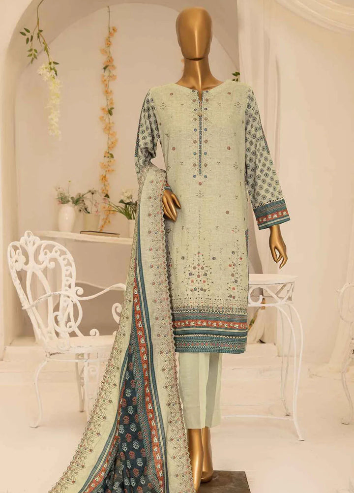 Meeraki By Hz Textiles Embroidered Khaddar Suit Unstitched 3 Piece HZ24MK MKE-02 - Winter Collection