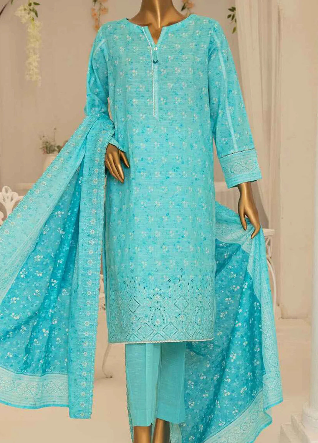 Meeraki By Hz Textiles Embroidered Khaddar Suit Unstitched 3 Piece HZ24MK MKE-07 - Winter Collection