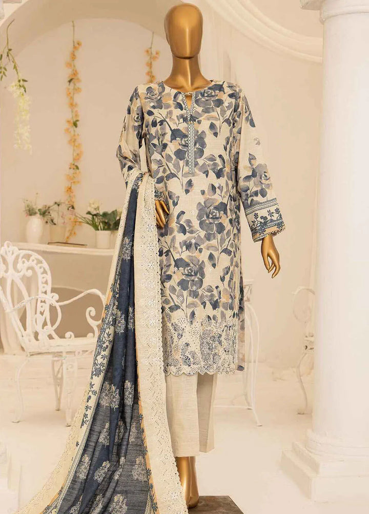 Meeraki By Hz Textiles Embroidered Khaddar Suit Unstitched 3 Piece HZ24MK MKE-09 - Winter Collection