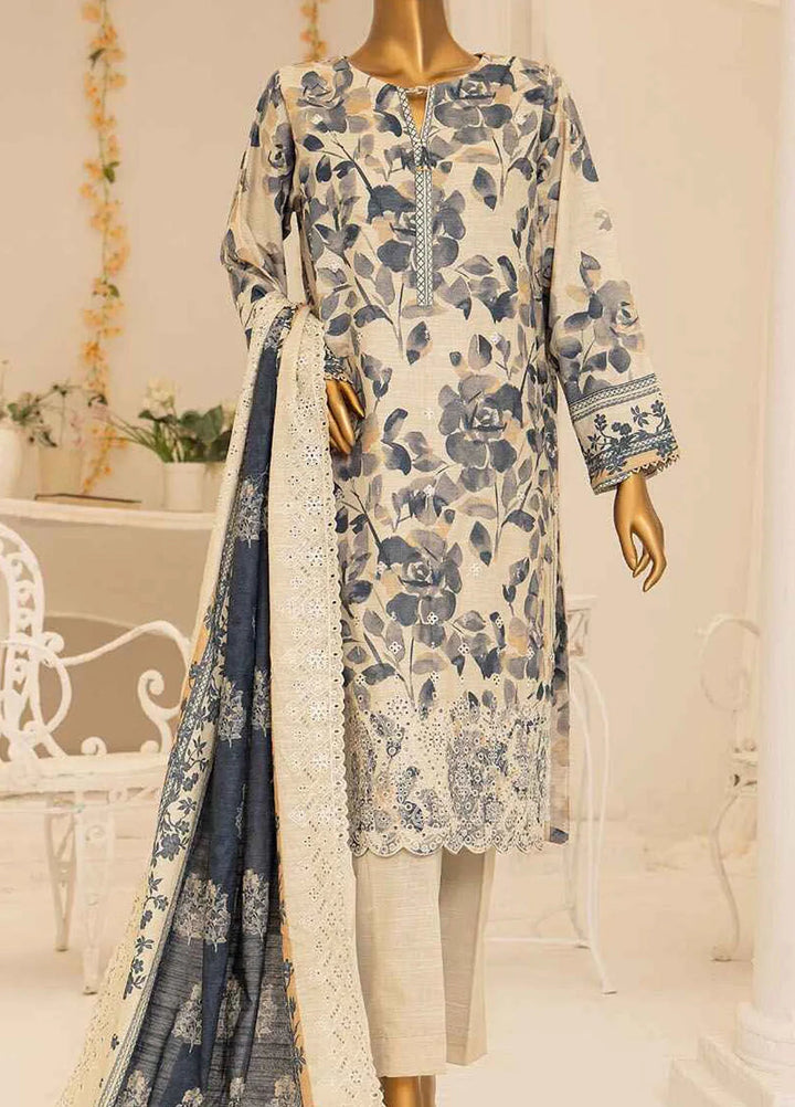 Meeraki By Hz Textiles Embroidered Khaddar Suit Unstitched 3 Piece HZ24MK MKE-09 - Winter Collection