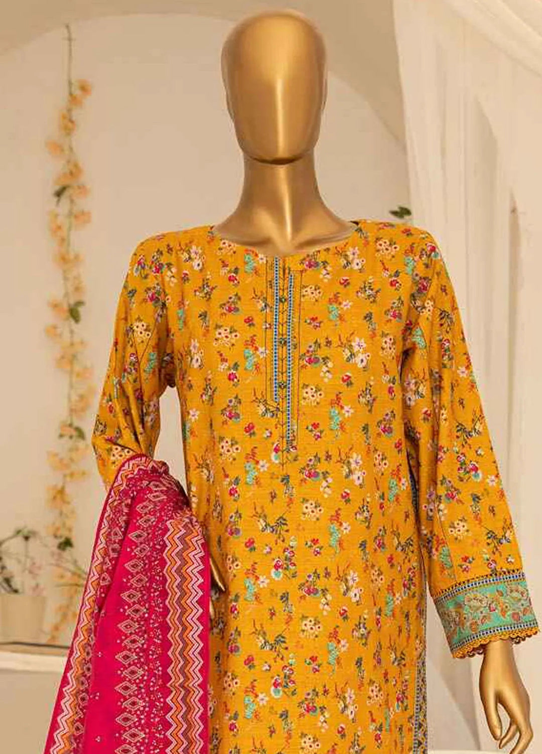 Meeraki By Hz Textiles Embroidered Khaddar Suit Unstitched 3 Piece HZ24MK MKE-18 - Winter Collection