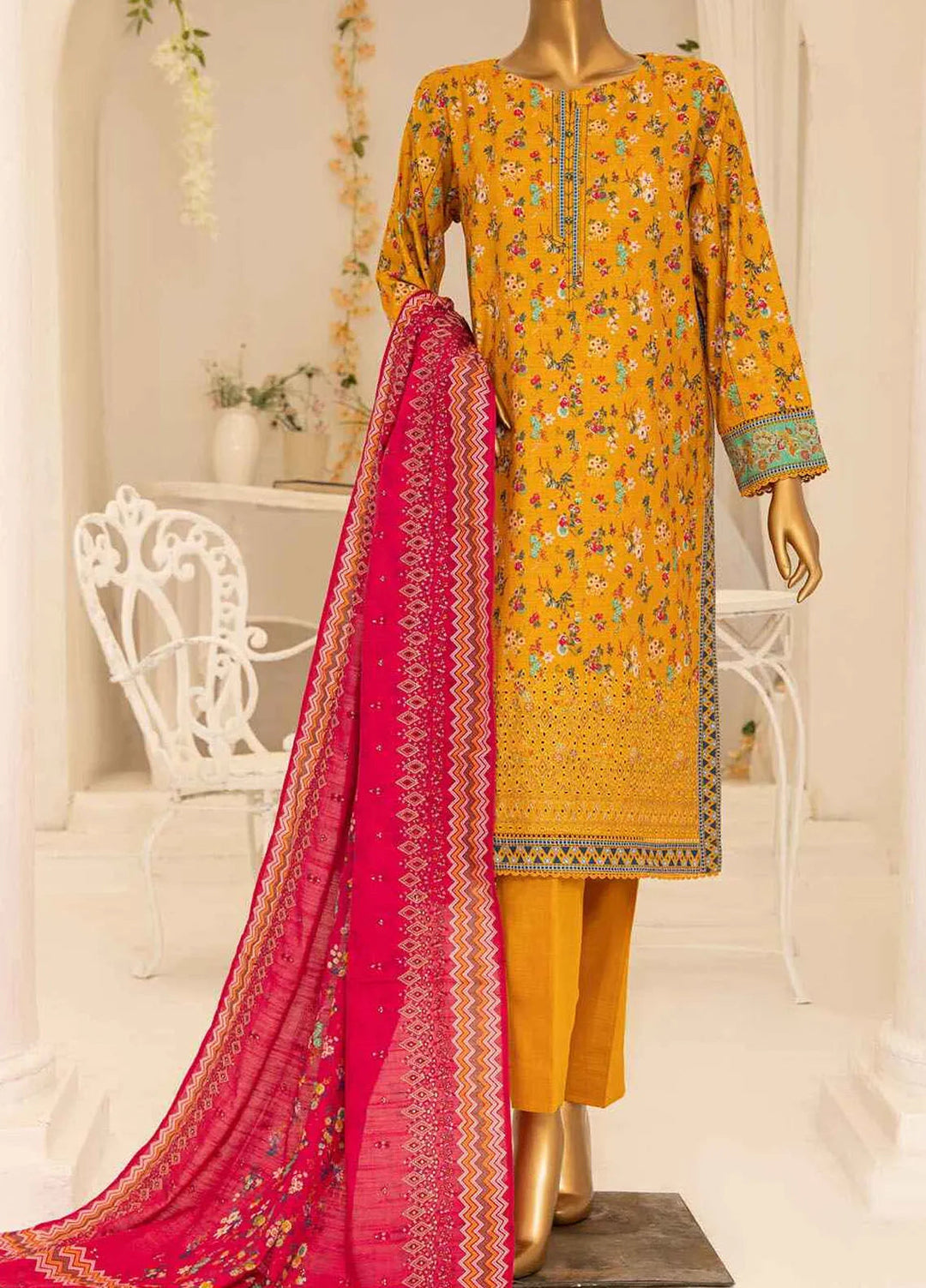 Meeraki By Hz Textiles Embroidered Khaddar Suit Unstitched 3 Piece HZ24MK MKE-18 - Winter Collection