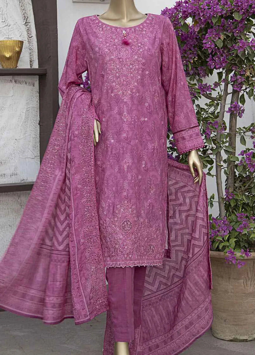 Meeraki By Hz Textiles Embroidered Khaddar Suit Unstitched 3 Piece HZ24MK MKE-34 - Winter Collection