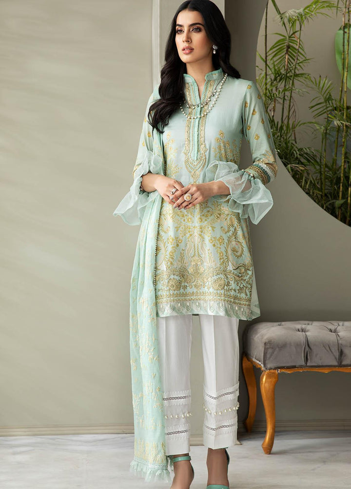 Coup De Fodre By Meeral Embroidered Lawn Suits Unstitched 3 Piece MRL21CF 01 Hearts of Palm - Luxury Collection