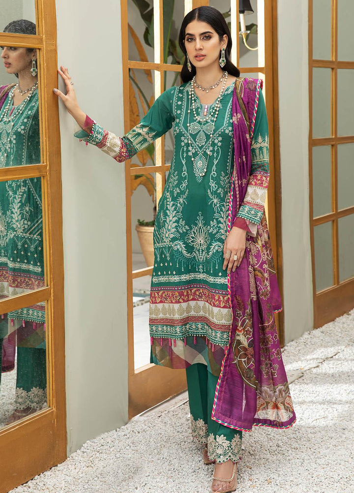 Coup De Fodre By Meeral Embroidered Lawn Suits Unstitched 3 Piece MRL21CF 05 Ultramarine Green - Luxury Collection