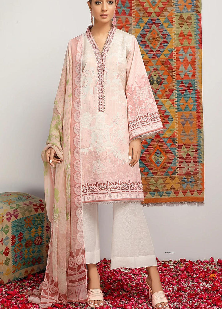 Meeral Printed Lawn Suits Unstitched 3 Piece MRL21-L2 01 Pink Ice - Summer Collection