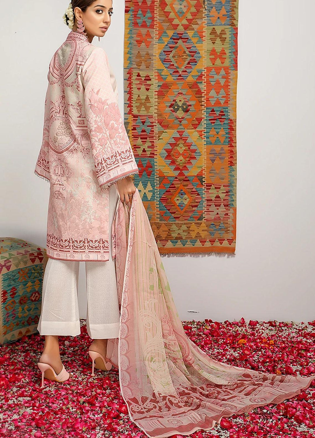 Meeral Printed Lawn Suits Unstitched 3 Piece MRL21-L2 01 Pink Ice - Summer Collection