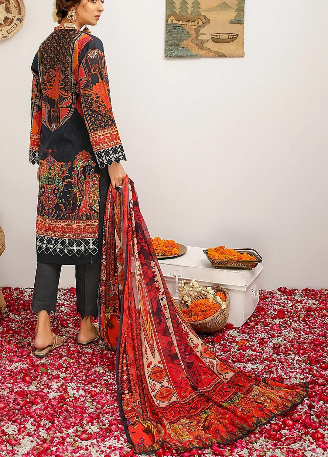 Meeral Printed Dobby Suits Unstitched 3 Piece MRL21-L2 05 Night Bloom - Summer Collection