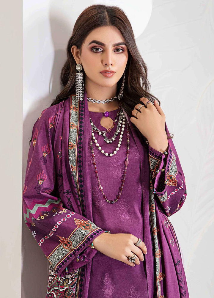 Meeral Printed Linen Suits Unstitched 3 Piece MRL21L MR-02 - Winter Collection