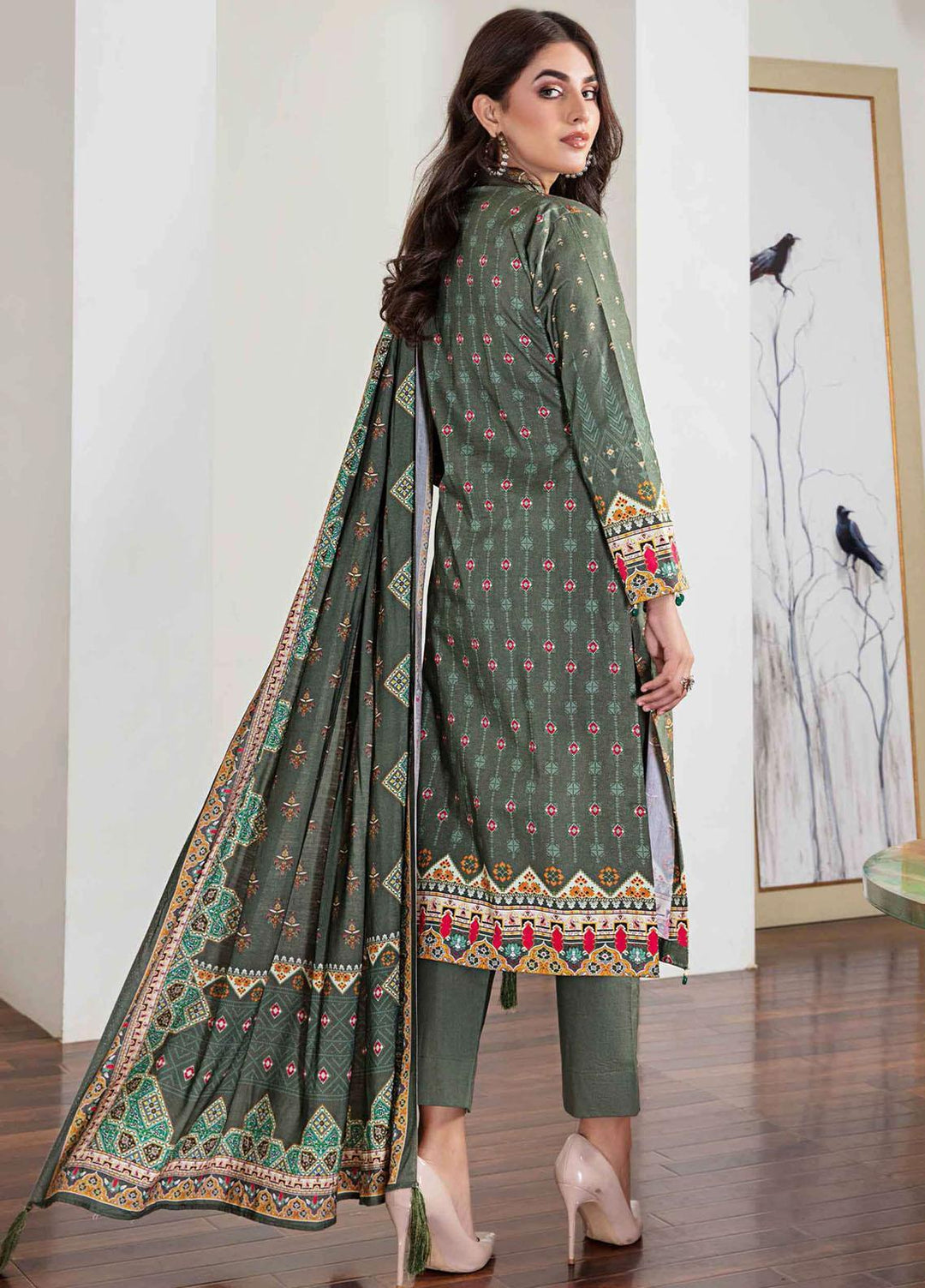 Meeral Printed Linen Suits Unstitched 3 Piece MRL21L MR-03 - Winter Collection