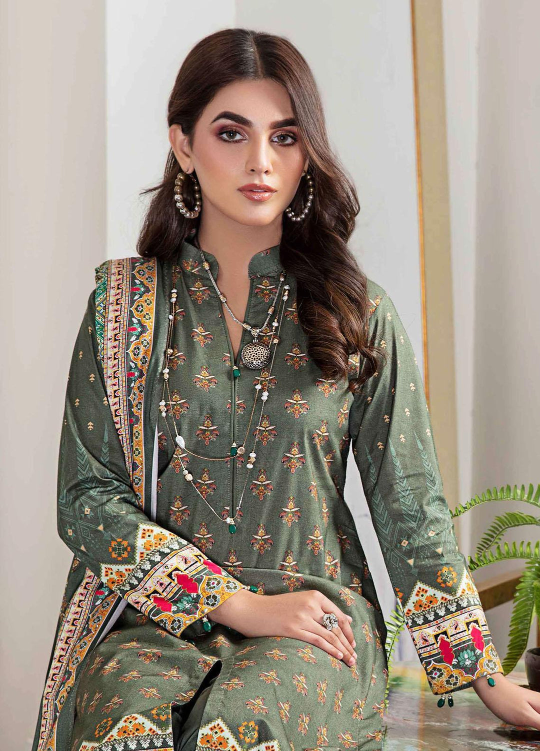 Meeral Printed Linen Suits Unstitched 3 Piece MRL21L MR-03 - Winter Collection