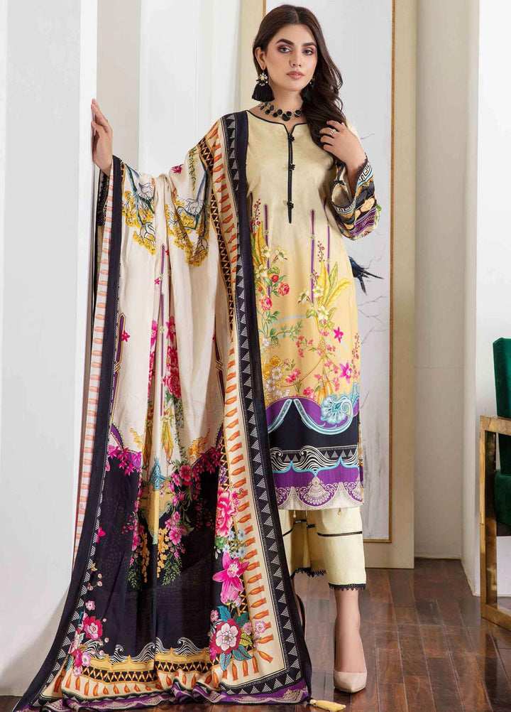 Meeral Printed Linen Suits Unstitched 3 Piece MRL21L MR-05 - Winter Collection