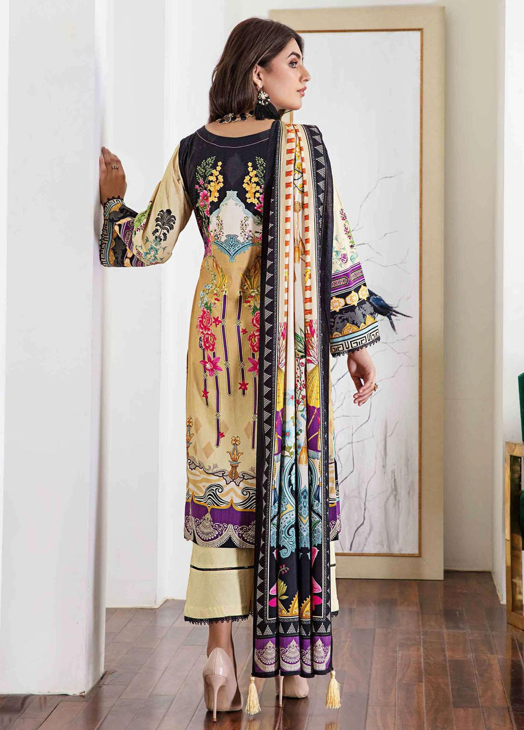 Meeral Printed Linen Suits Unstitched 3 Piece MRL21L MR-05 - Winter Collection