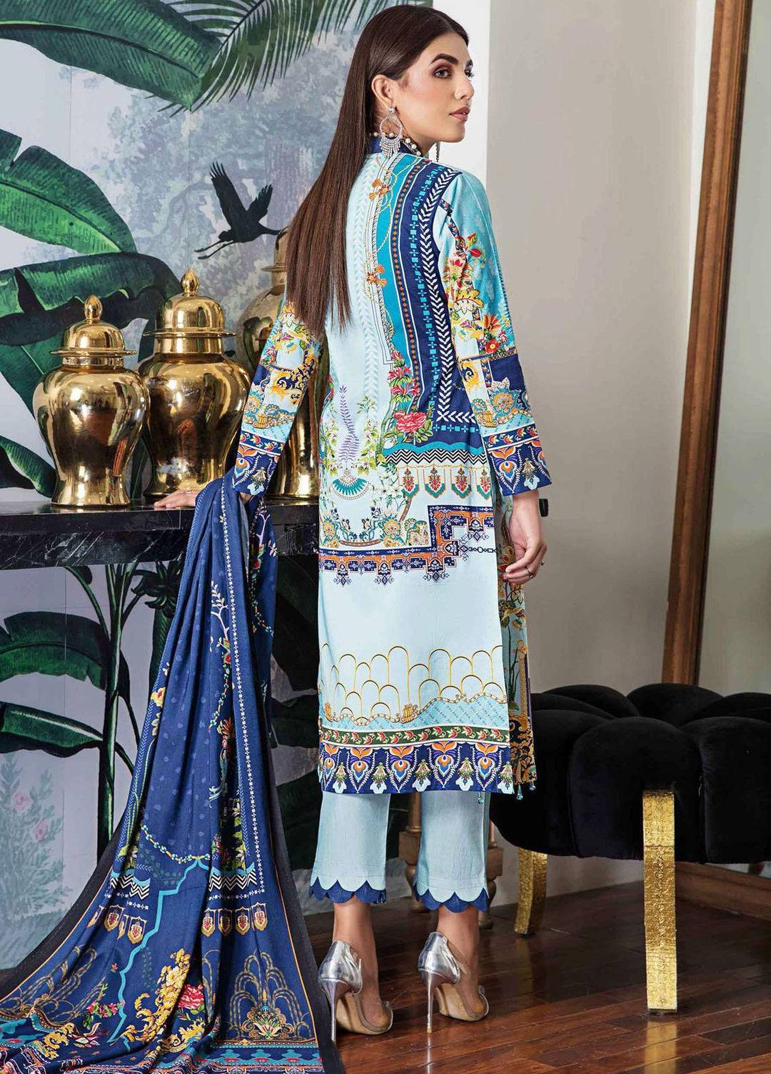 Meeral Printed Linen Suits Unstitched 3 Piece MRL21L MR-06 - Winter Collection